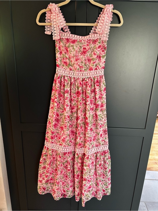 Rare Editions Other - Rare Editions - Pink Floral Sundress for Kids with Crochet Trim